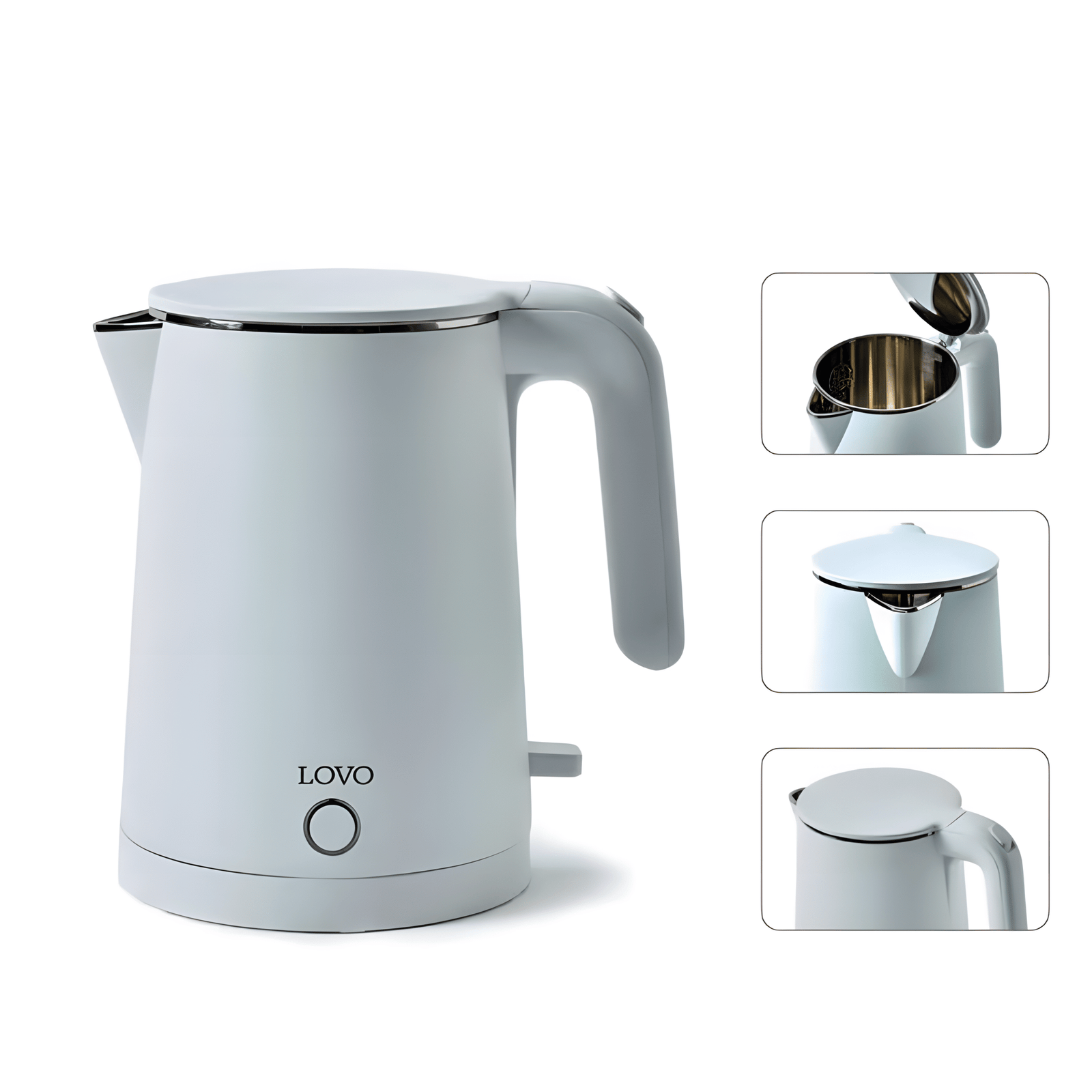 LOVOUK White Electric Kettle 1L | 1360W Fast Boil Stainless Steel Kettle - Image 2