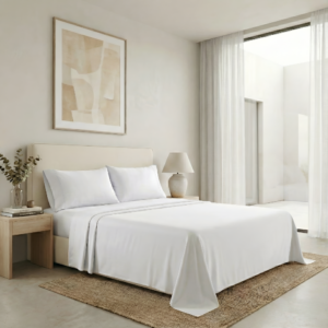 Bed Sheet – King Size (280x280cm, 300TC, 100% Cotton, White)